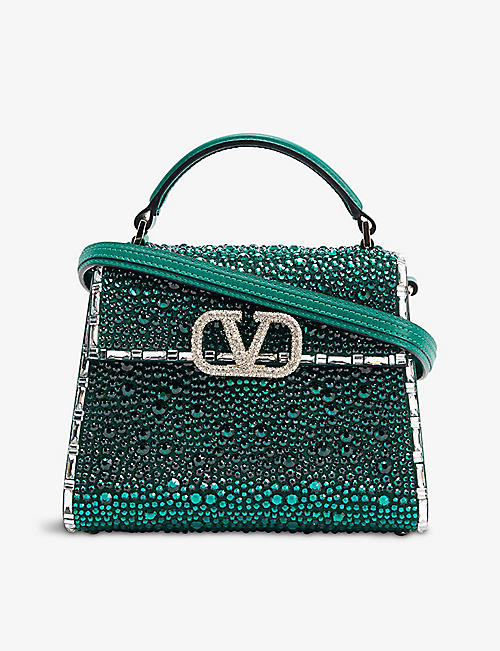 VALENTINO GARAVANI: VLOGO leather crystal-embellished cross-body bag