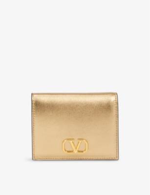 VALENTINO GARAVANI VLOGO-plaque metallic leather wallet