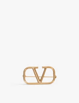 VALENTINO GARAVANI VALENTINO GARAVANI WOMENS GOLD VLOGO BRASS BROOCH,57654219