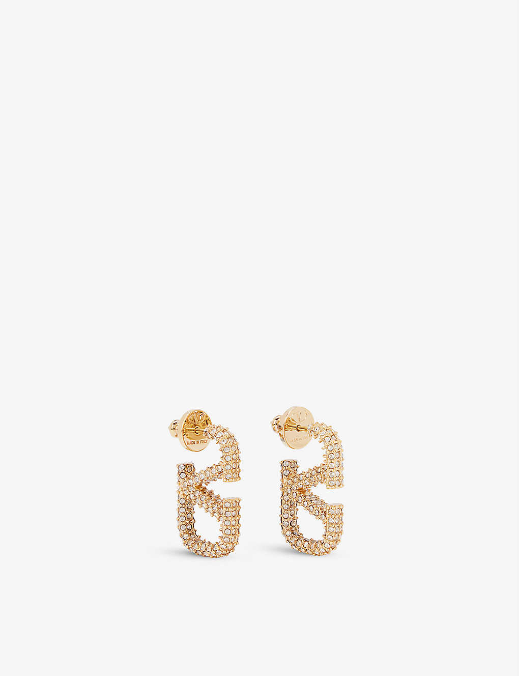 Valentino Garavani Vlogo Gold-toned Brass And Rhinestones Earrings