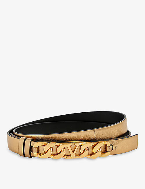 VALENTINO GARAVANI: VLOGO chain-embellished leather belt