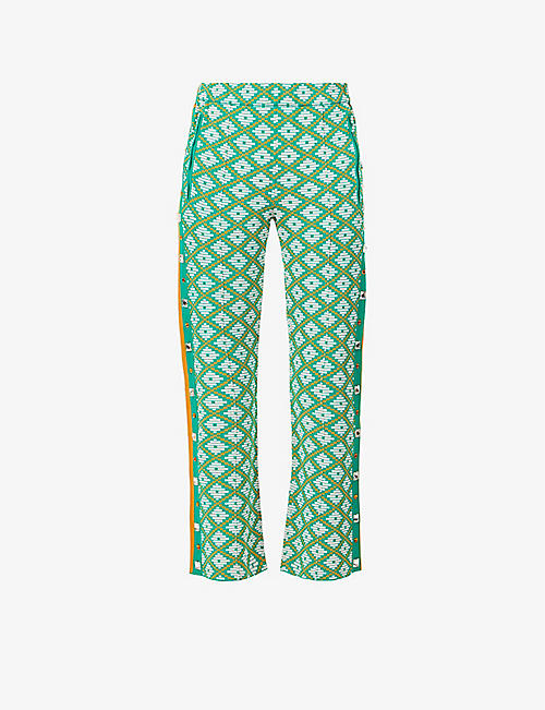 DODO BAR OR: Kibo geometric-print knitted trousers