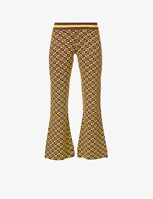 DODO BAR OR: Cho flared-leg mid-rise knitted trousers