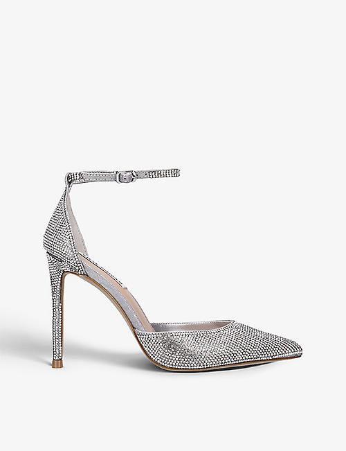 STEVE MADDEN: Alessi R rhinestone-embellished woven heeled courts