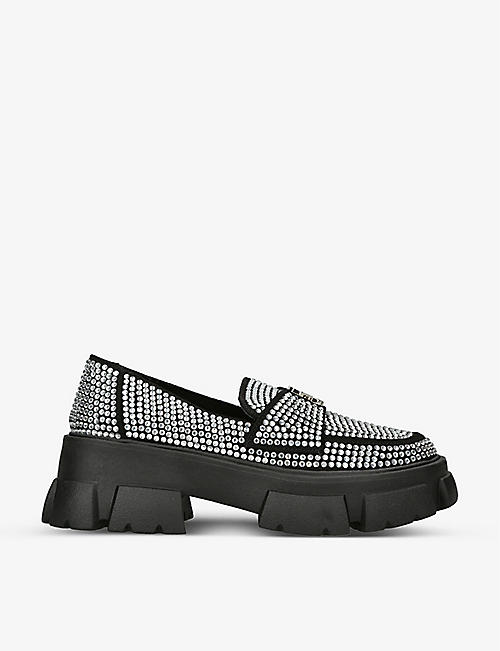 STEVE MADDEN: Trifecta embellished faux-leather loafers