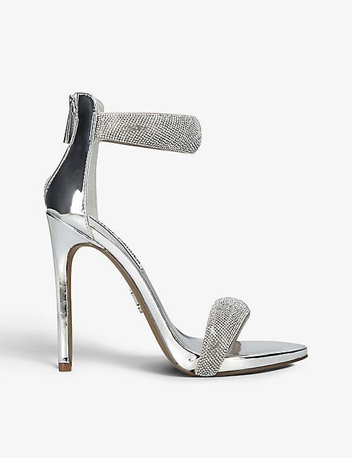 STEVE MADDEN: Makenna rhinestone-embellished faux-leather heeled sandals