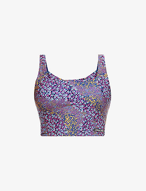 LORNA JANE: Floral-print cut-out stretch-jersey sports bra