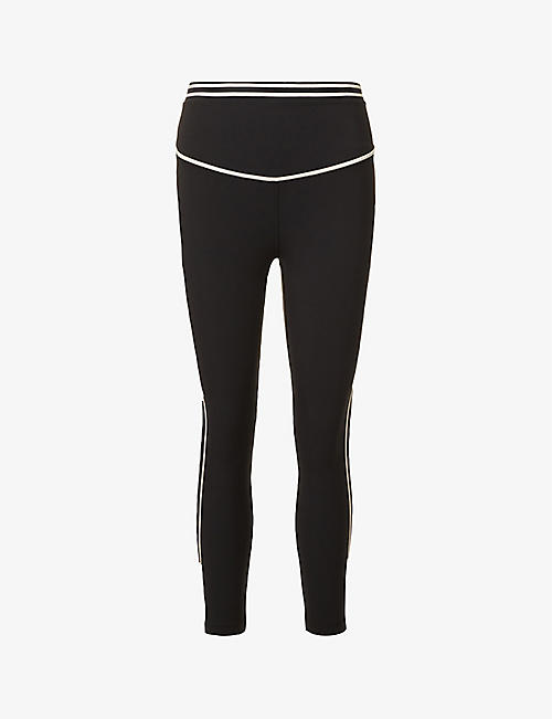 LORNA JANE: Stacked contrast-stitching high-rise stretch-woven leggings