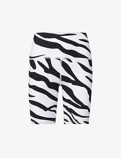 LORNA JANE: Voltage Excel zebra-print stretch-woven bike shorts