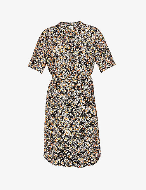 BURBERRY: Camile collared silk-crepe mini dress