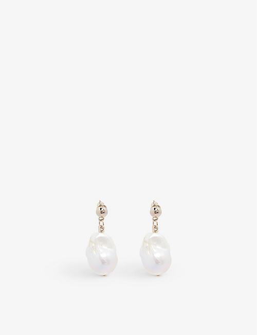 CHLOE: Darcey brass and pearl earrings