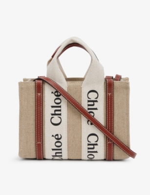 CHLOE: Woody mini cotton-canvas tote bag