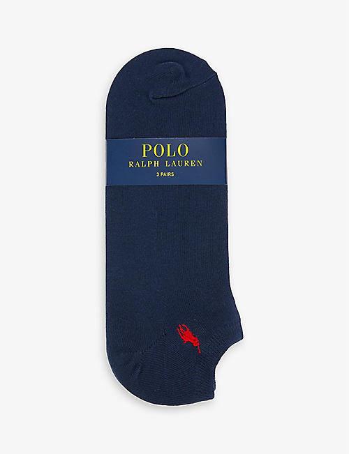 POLO RALPH LAUREN: Logo-embroidered pack of three cotton-blend socks