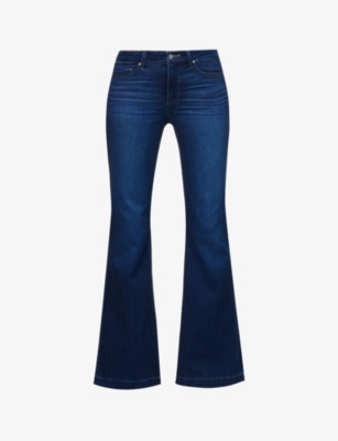 PAIGE: Genevieve flared-leg high-rise stretch-denim jeans