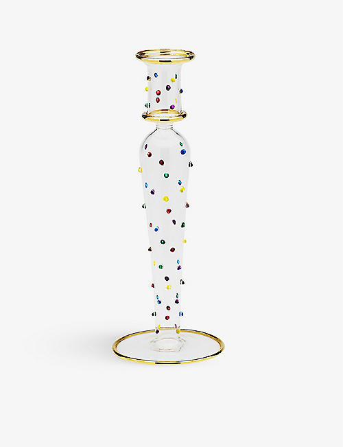 ANNA + NINA: Confetti speckled glass candle holder 24cm