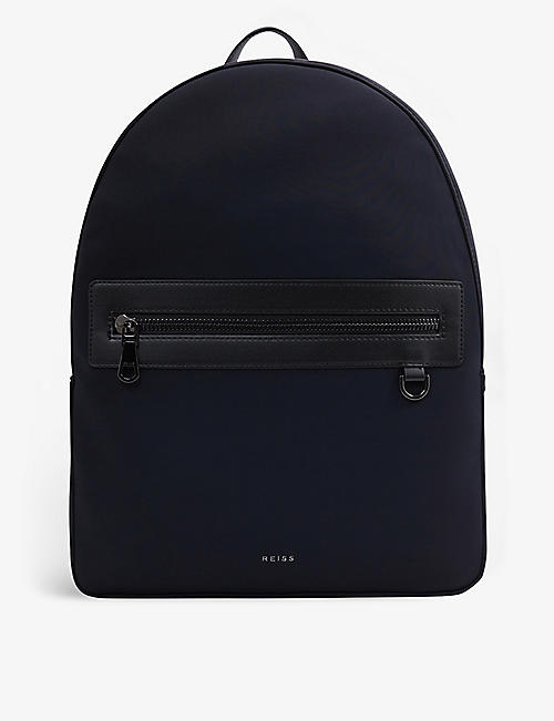 REISS: Ethan faux leather-trimmed neoprene backpack