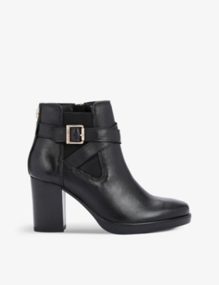 Shop Carvela Women's Black Silver Buckle-detail Leather Ankle Boots