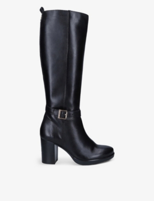 CARVELA Silver 2 buckle embellished leather knee high boots Selfridges