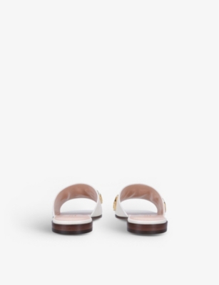 GUCCI Cara logo-plaque leather sliders