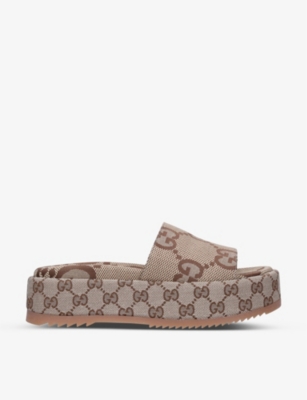 GUCCI Angelina GG-print canvas slides