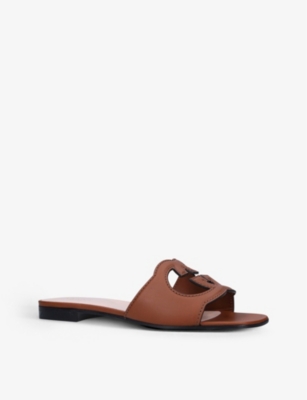 GUCCI Interlocking G cut-out leather sliders