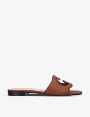 GUCCI Interlocking G cut-out leather sliders