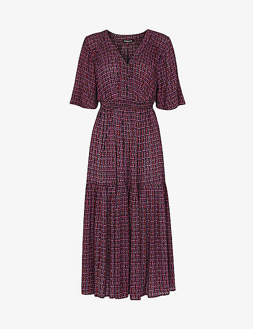 WHISTLES: Bella Twist polka dot-print woven midi dress