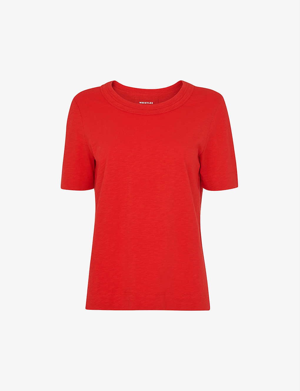 Whistles Womens Red Rosa Round-neck Cotton T-shirt