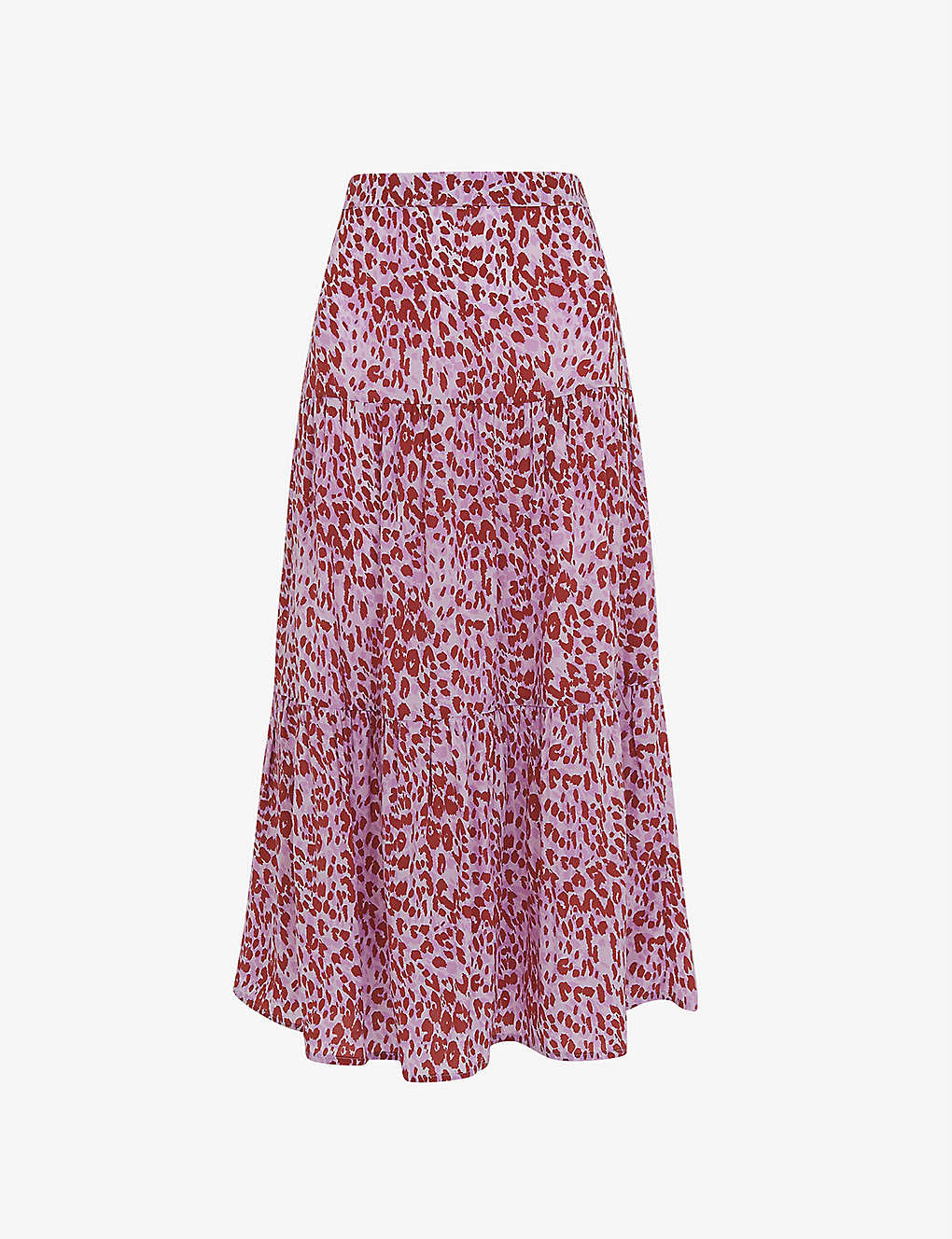 Whistles Summer Cheetah-print Woven Midi Skirt In Multi-coloured