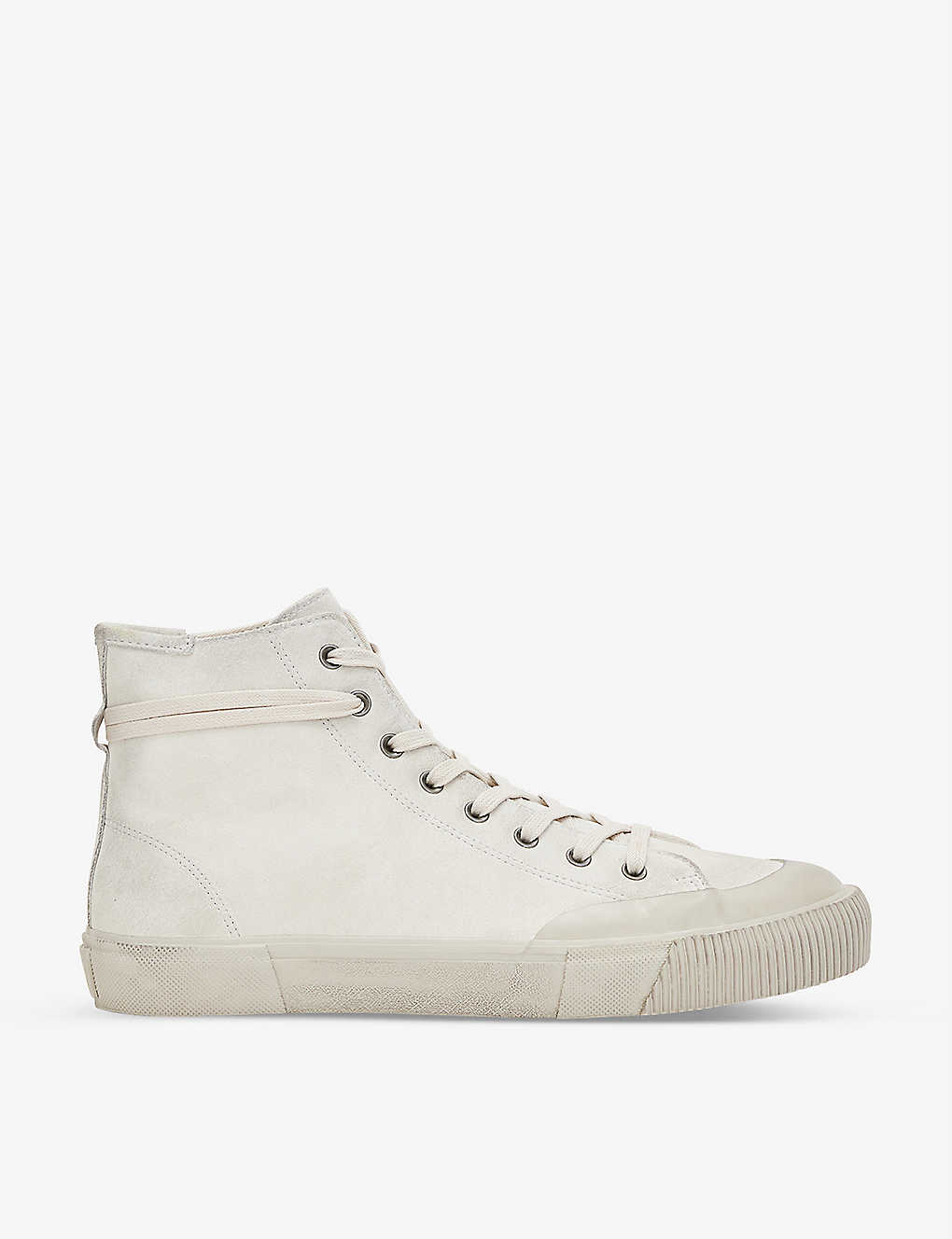 Allsaints Dumont Brand-patch Suede Hi-tops In Chalk White