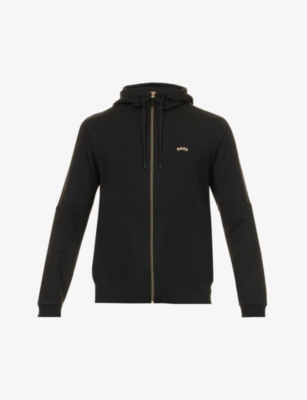 Logo-embroidered stretch cotton-blend hoody