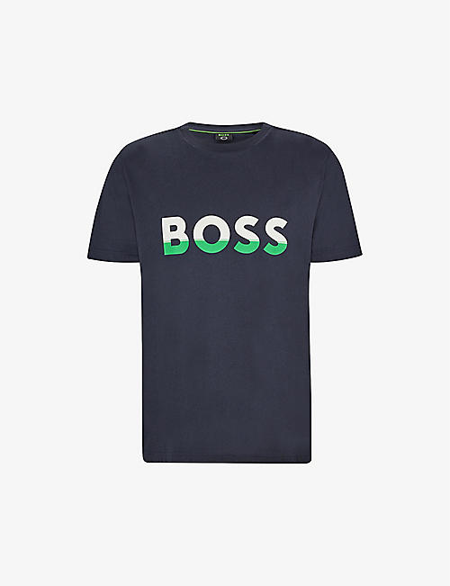 BOSS: Textured logo-print cotton-jersey T-shirt