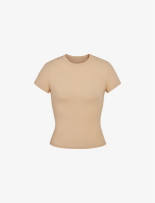Shop Skims Women's Clay Fits Everybody Stretch-jersey T-shirt In Nude (lingerie)