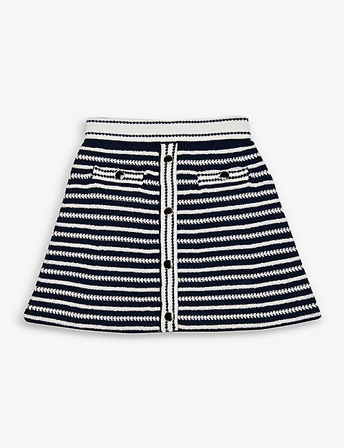 SELF-PORTRAIT: Rope striped cotton-blend knit skirt 4-10 years