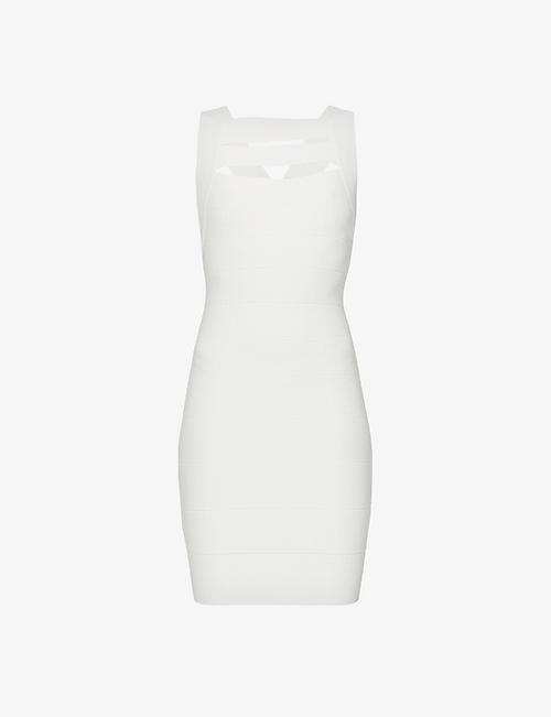 HERVE LEGER: Icon cut-out stretch-woven mini dress