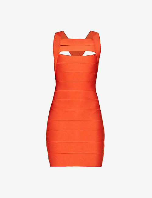 HERVE LEGER: Icon cut-out stretch-woven mini dress
