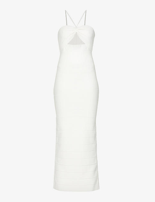 HERVE LEGER: Icon gathered stretch-woven maxi dress