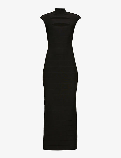 HERVE LEGER: Icon cut-out stretch-woven maxi dress