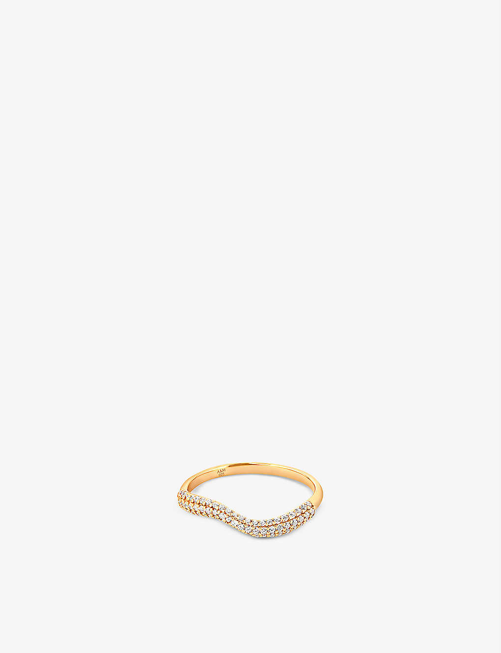 Astrid & Miyu Wave 18ct Yellow Gold-plated Recycled Sterling-silver And Cubic Zirconia Ring