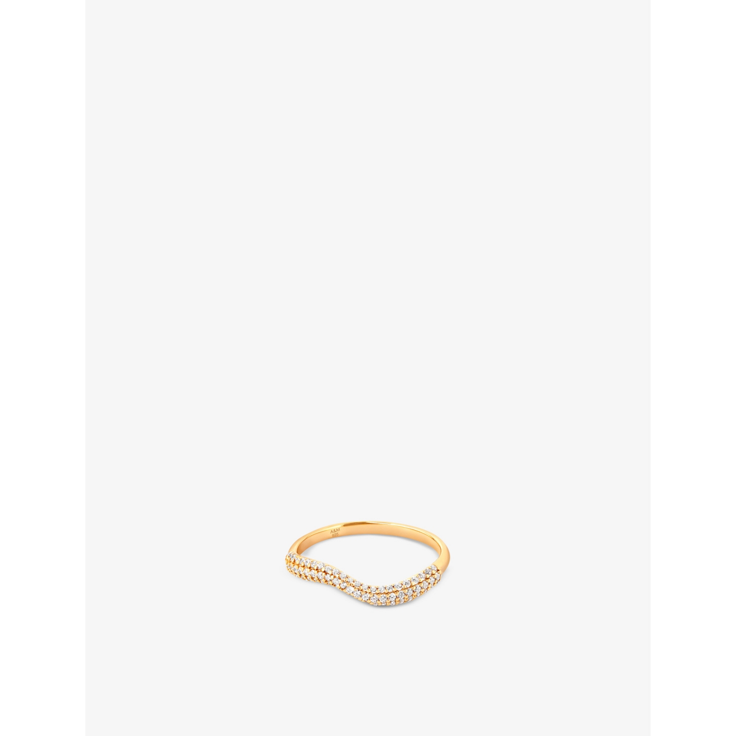 Astrid & Miyu Wave 18ct Yellow Gold-Plated Sterling Silver and Cubic Zirconia Ring 4.4mm