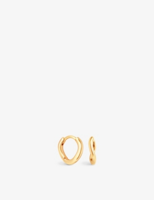 ASTRID & MIYU: Wave 18ct yellow gold-plated recycled sterling-silver huggies earrings