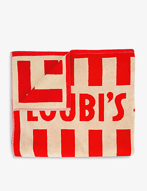 CHRISTIAN LOUBOUTIN: Loubi striped cotton-terry towel 178cm x 101cm