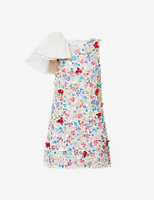 RACHEL GILBERT: Koko floral-embellished woven mini dress
