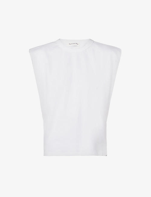 FRANKIE SHOP: Eva padded-shoulder cotton-jersey T-shirt