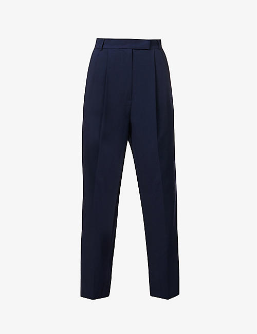 FRANKIE SHOP: Bea tapered-leg high-rise stretch-woven trousers