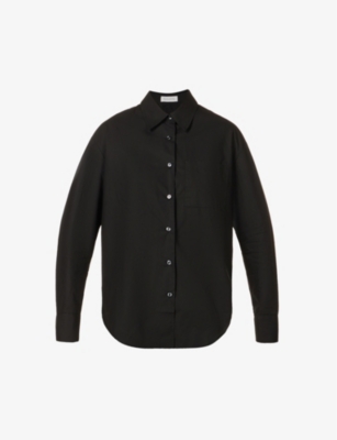 The Frankie Shop Lui Organic Cotton-poplin Shirt In Black