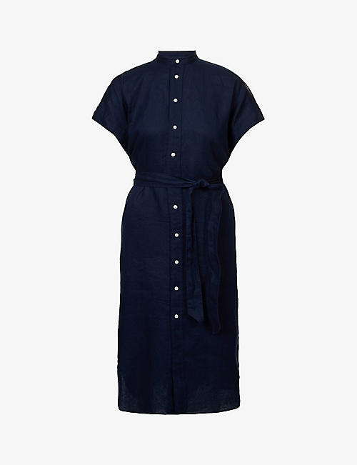 POLO RALPH LAUREN: Belted button-down linen midi dress