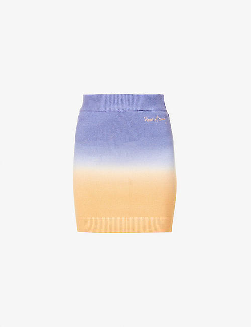 HOUSE OF SUNNY: Desert Rose gradient-pattern knitted mini skirt