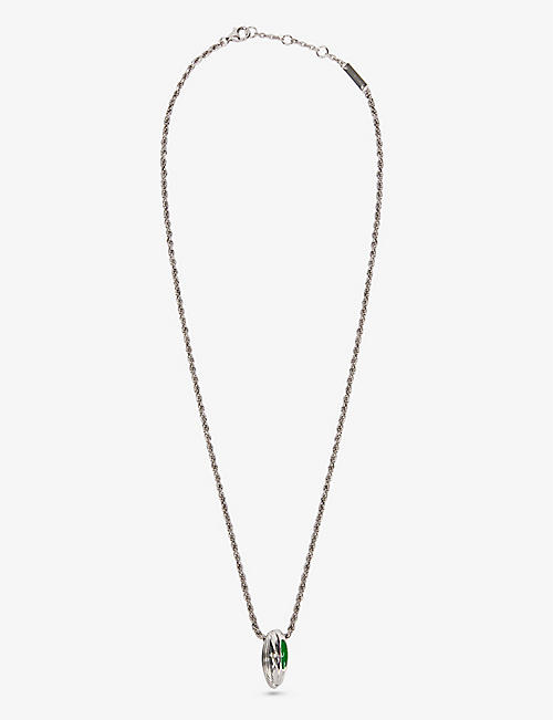 BOTTEGA VENETA: Twisted sterling-silver and enamel pendant necklace