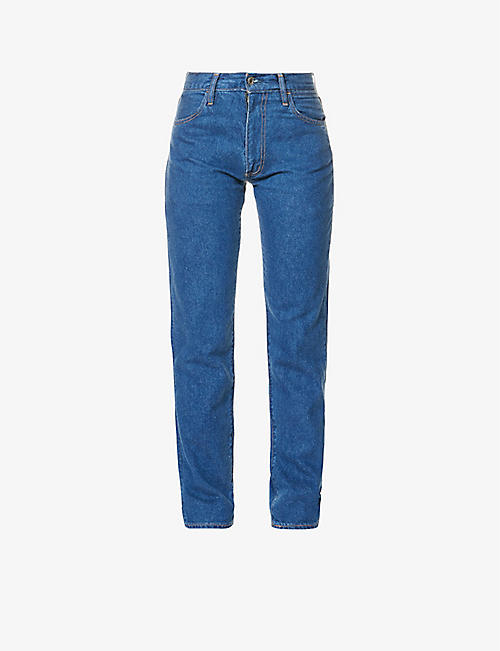 PANGAIA: Brand-print straight-leg organic-cotton and hemp-blend jeans